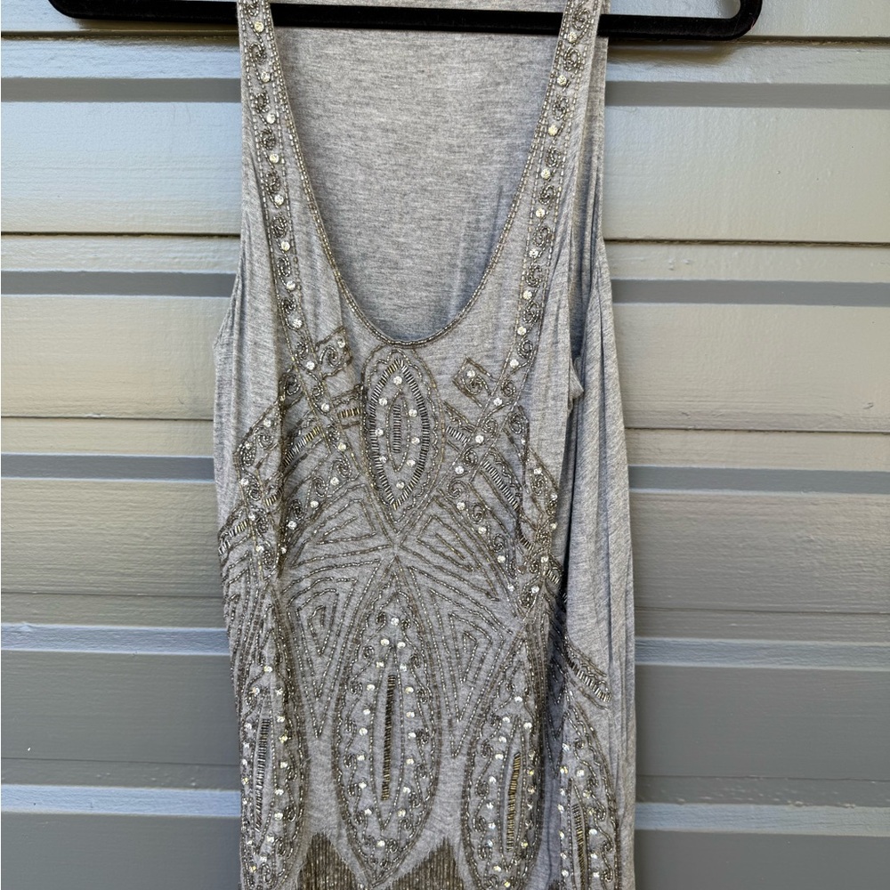 Embellished Gray Sleeveless Top